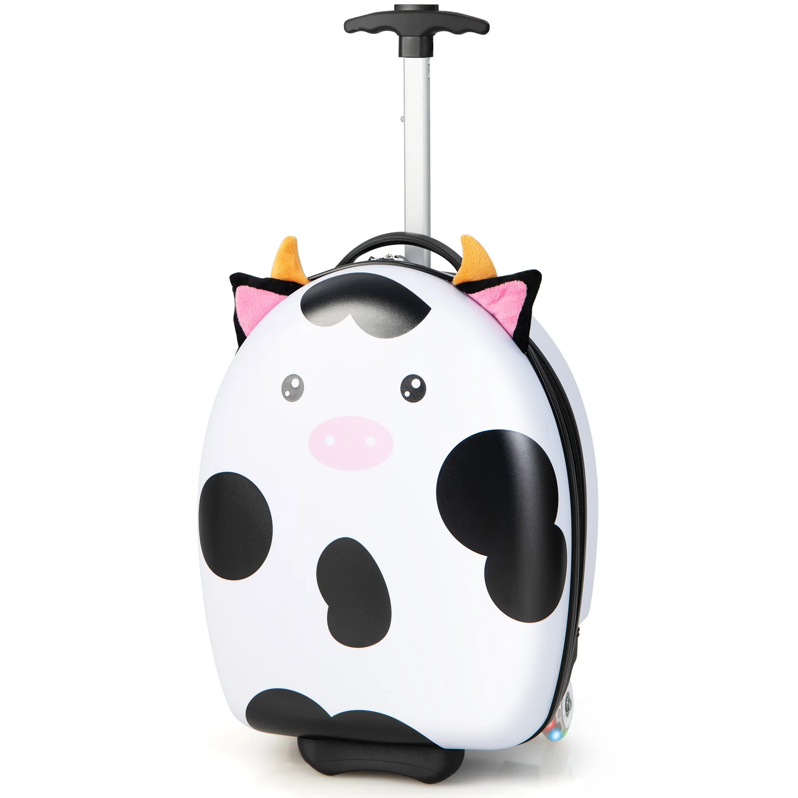 16 Inch Kids Luggage with Light-up Wheels and Telescopic Handle-Pink Horse - Image 5