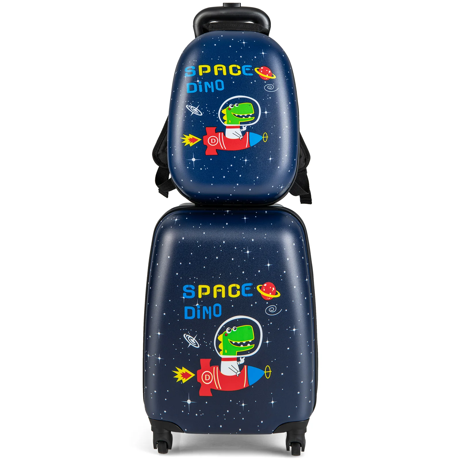 2 Pieces Kids Luggage Set with Wheels and Height Adjustable Handle-Blue - Image 9