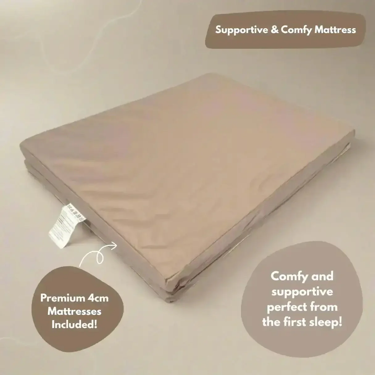 Airpod 3 Travel Cot Includes Newborn Bassinet Insert - Beige - Image 10