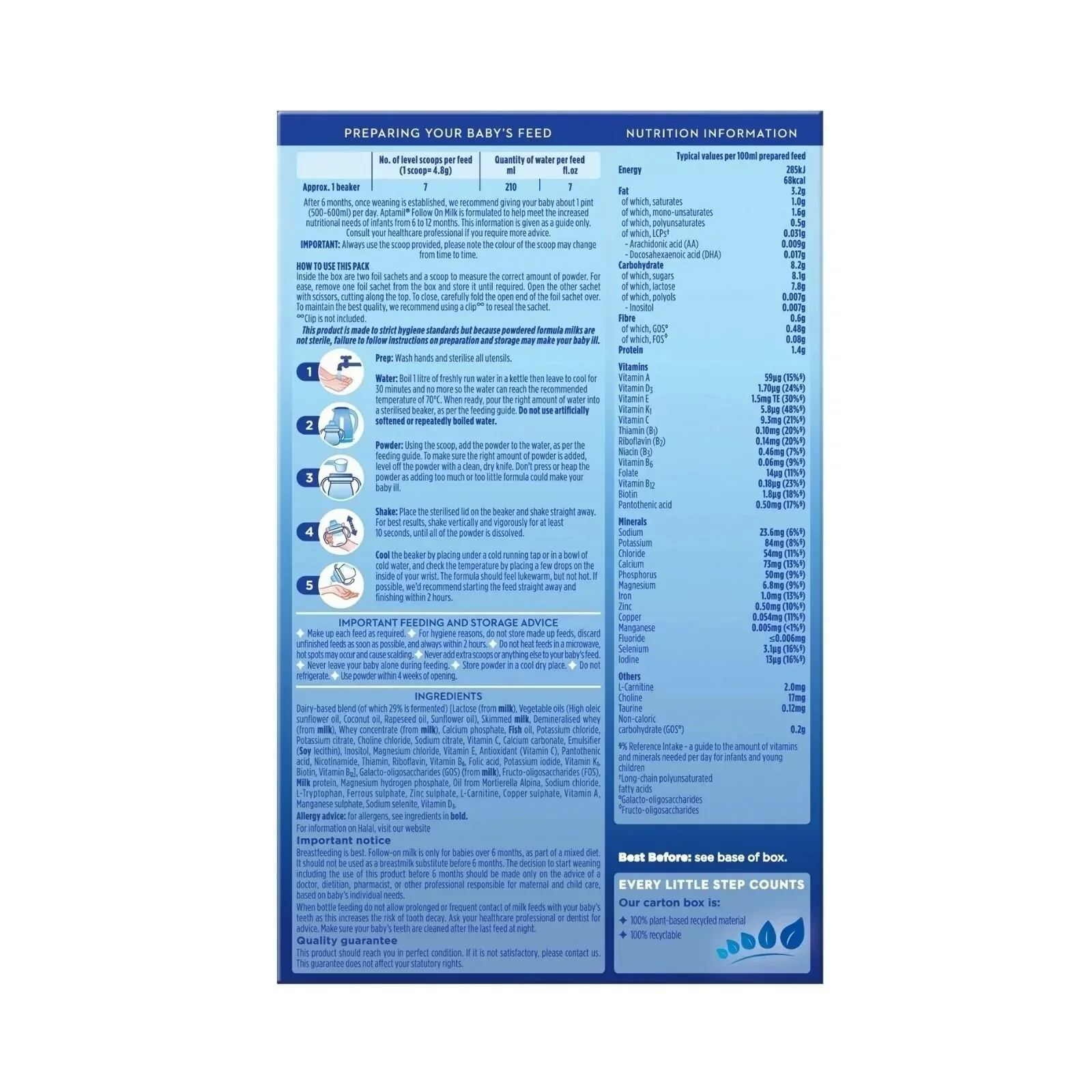 Aptamil 2 Follow On Milk Formula 6-12 months 1.2kg (2x600g) - Image 3
