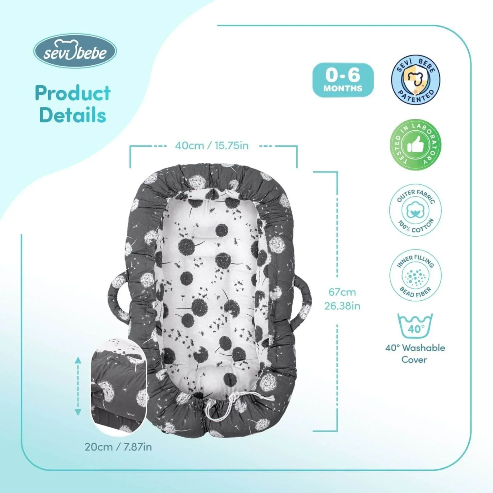 baby plus Mother Side Baby Reflux Bed Dandelion - Image 11
