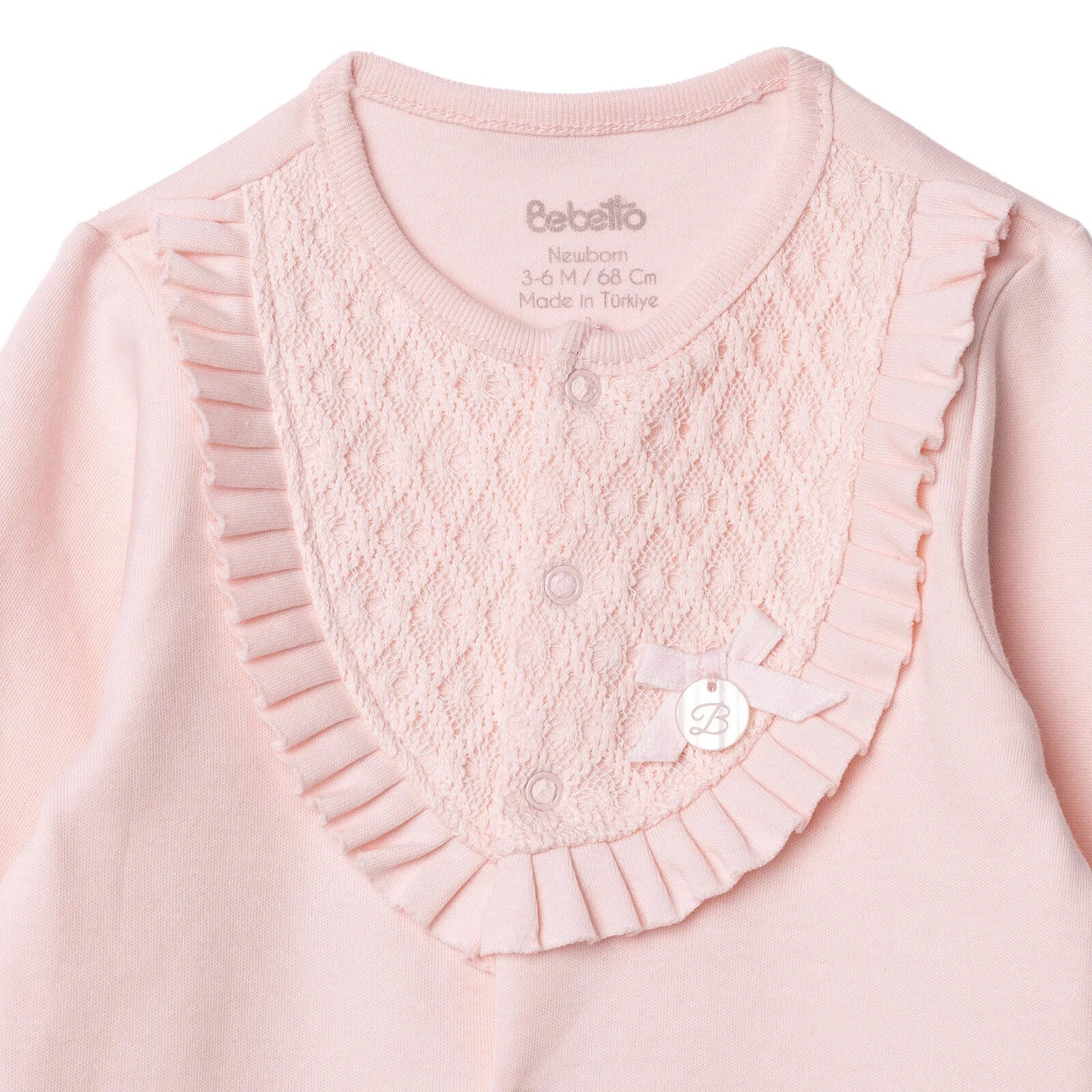 Bebetto Newborn Footed Jumpsuit - Pink - Image 3