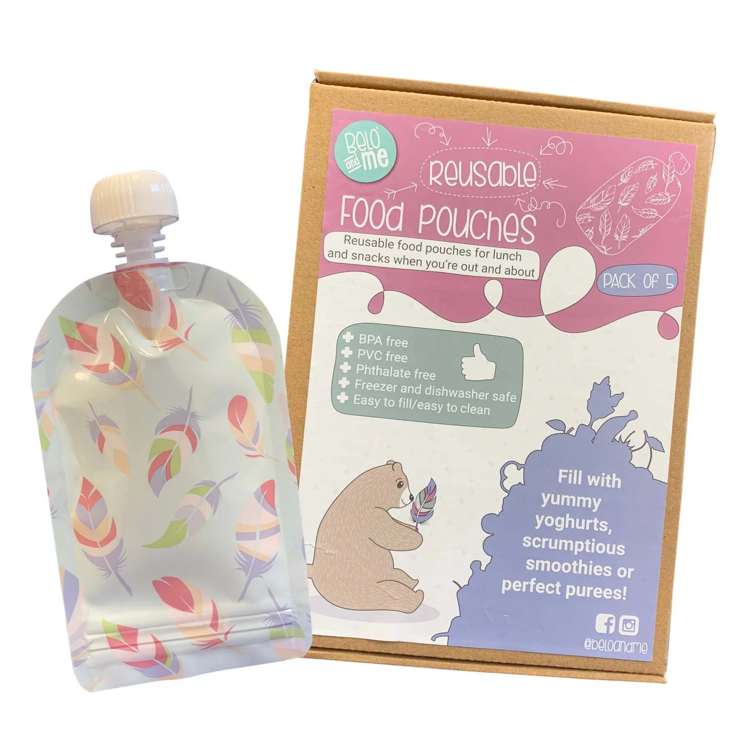 Belo And Me Reusable Food Pouches (Pack Of 5)
