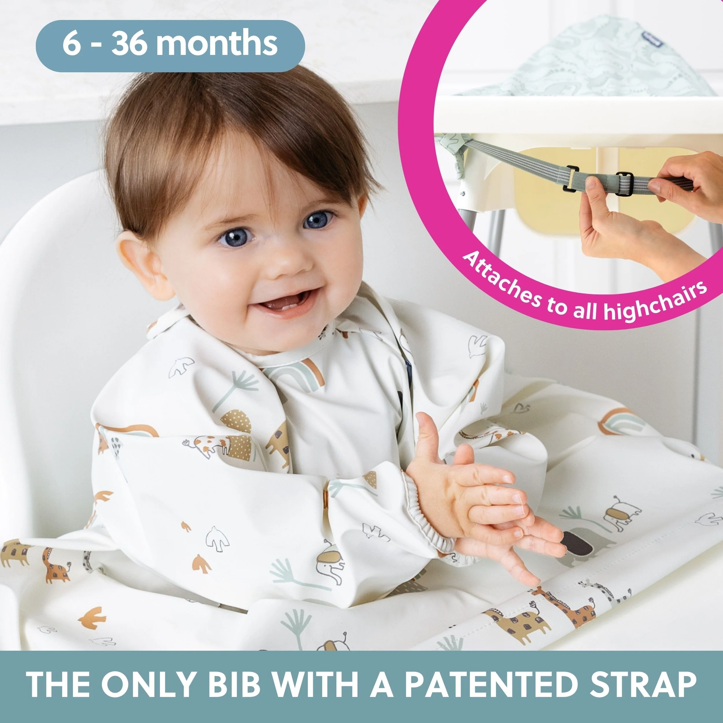 Bibado Coverall Weaning Bib (Available in Botanical Bunnies/Chasing Rainbows/George Pig/Peppa Pig/Serengeti Spaghetti) - Image 4
