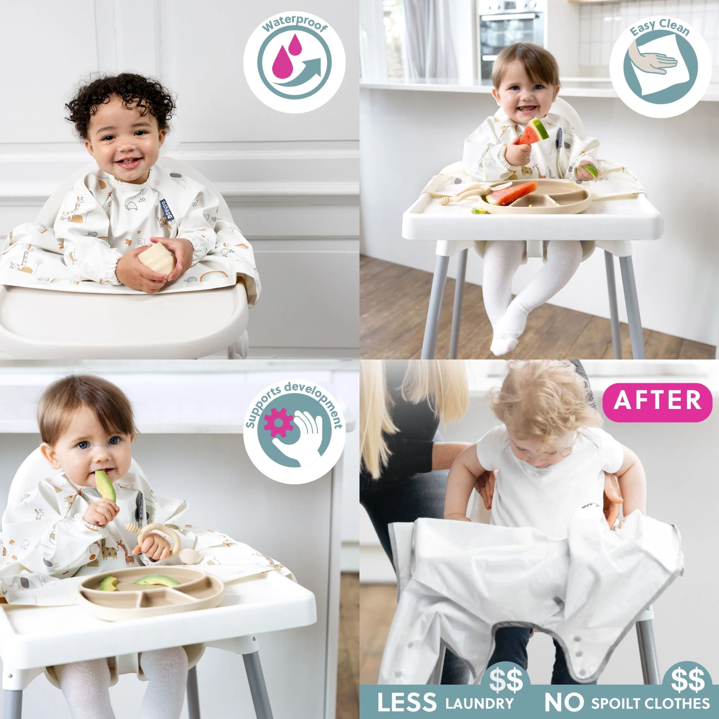 Bibado Coverall Weaning Bib (Available in Botanical Bunnies/Chasing Rainbows/George Pig/Peppa Pig/Serengeti Spaghetti) - Image 6