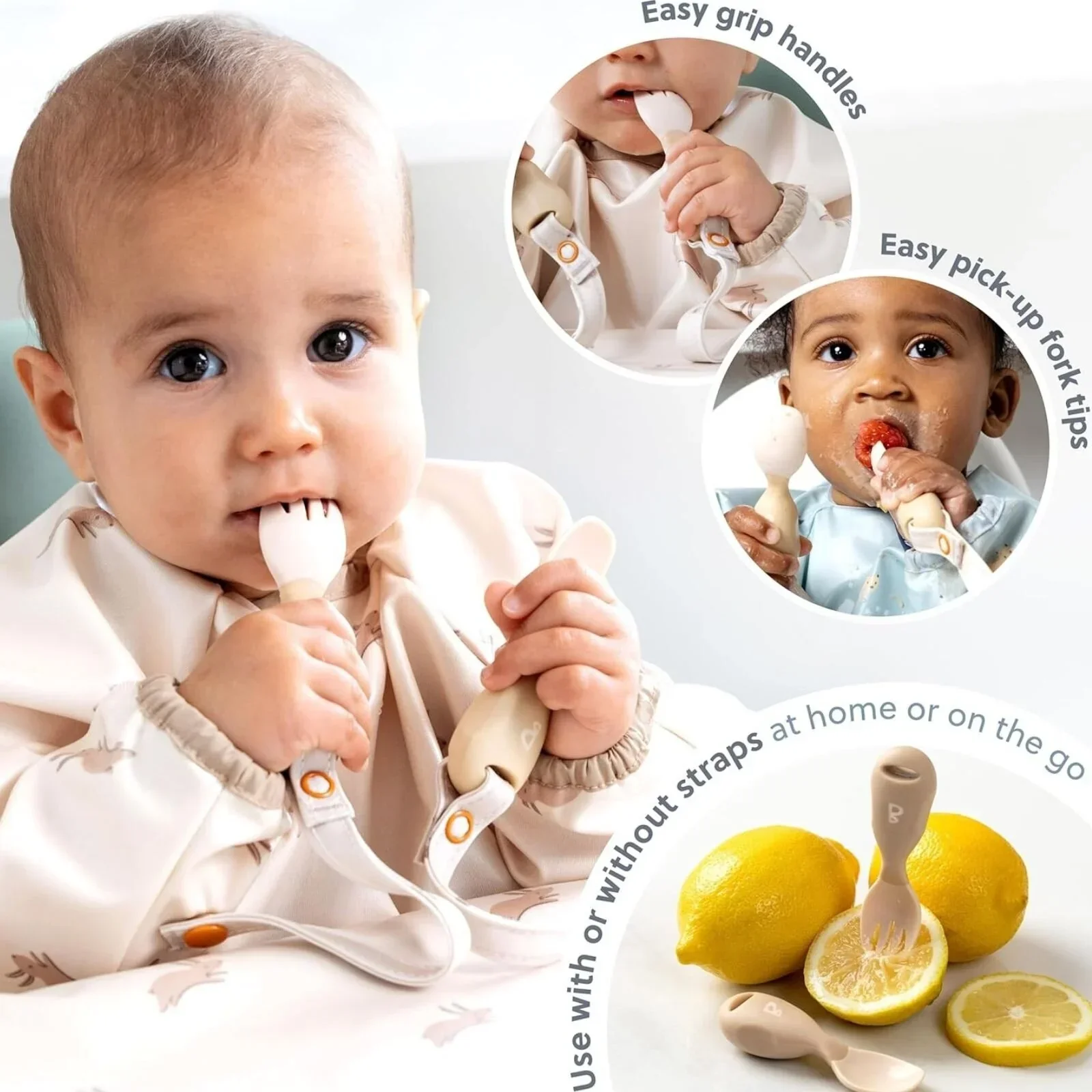 Bibado Handi Cutlery Attachable Weaning Cutlery Set 6+ months Pack of 2 - Blush - Image 4