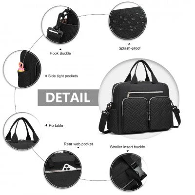 Black Functional Baby Changing Shoulder Bag - Image 5