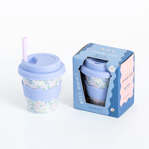 Blue Floral Babychino Cup 4oz (Straws Sold Separately) - Image 2