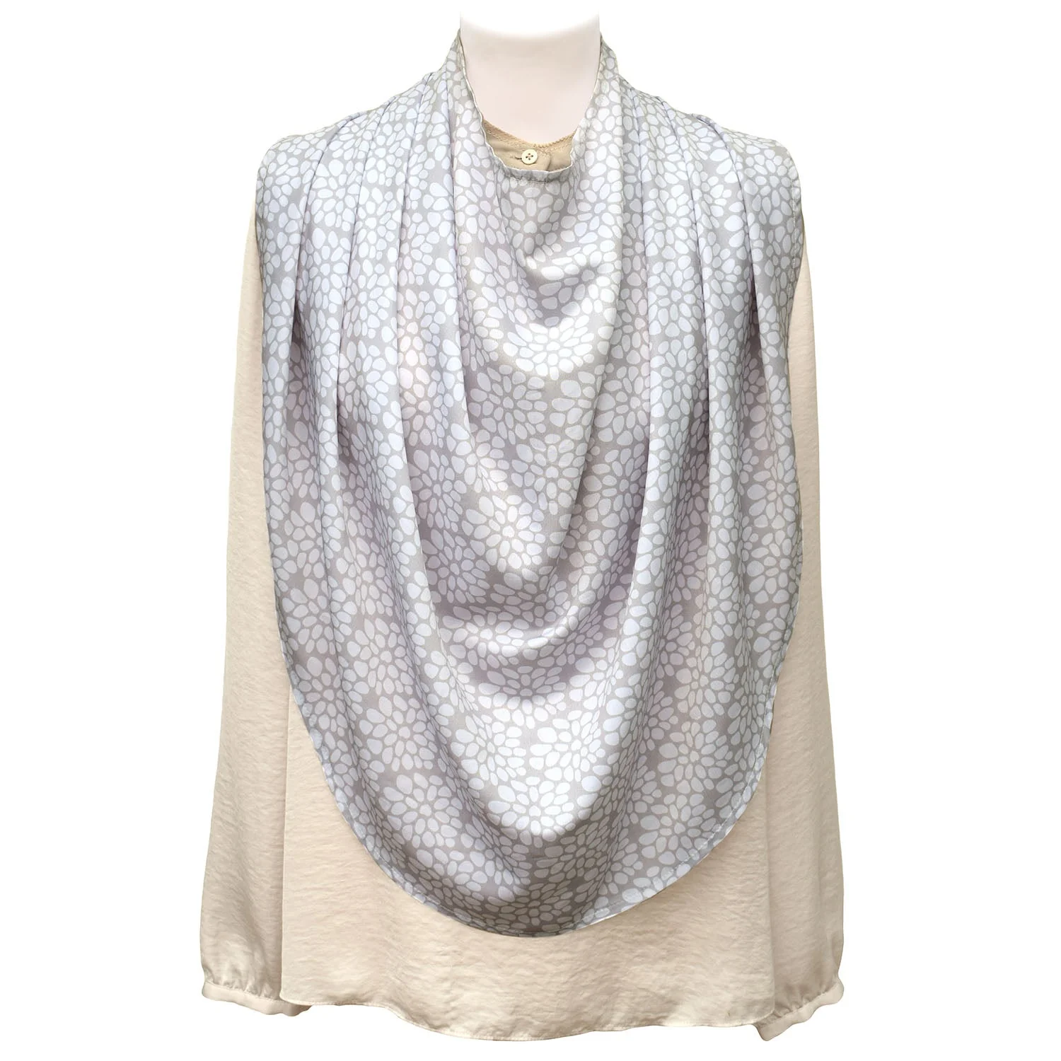 Breastfeeding Cover - Discreet and Stylish Nursing Scarf in Light Grey - Image 7
