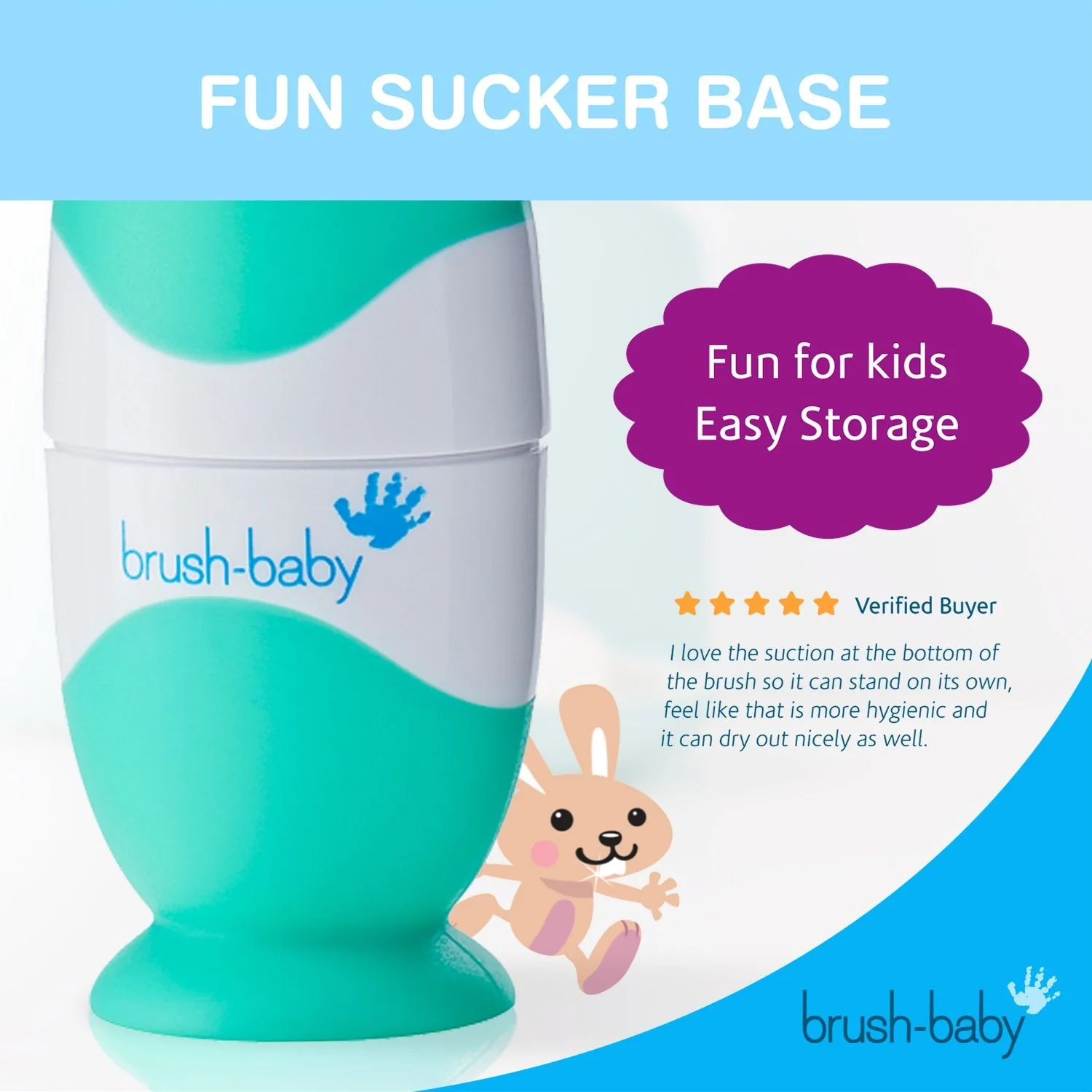 Brush Baby Babysonic Electric Toothbrush (0-3 Years) - Available in Teal/Pink/Blue - Image 3