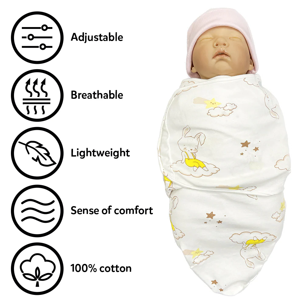 Callowesse Newborn Baby Swaddle 0-3 Months – Bunny Dreams - Image 5