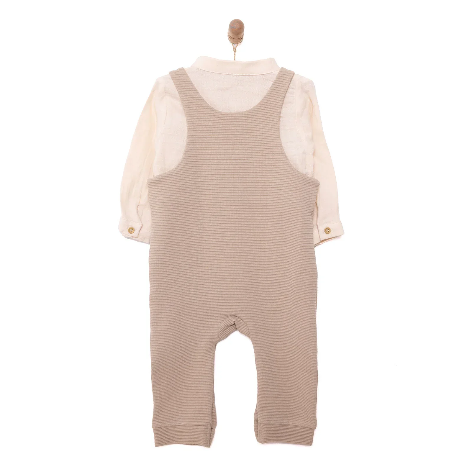 Cassiope Newborn Dungarees Set - Beige - Image 2