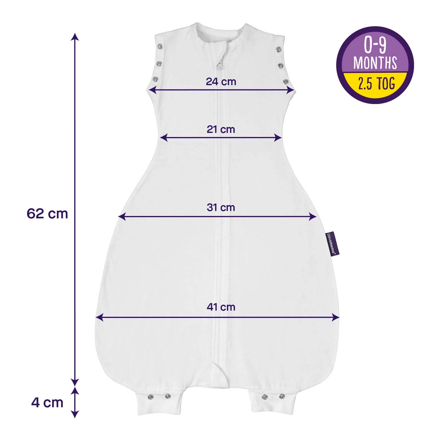 Clevamama 3 in 1 Nite Nite Romper & Sleep Bag - 2.5Tog (0-9 months) - Image 3