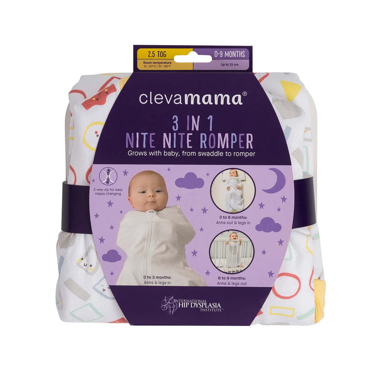 Clevamama 3 in 1 Nite Nite Romper & Sleep Bag - 2.5Tog (0-9 months) - Image 5