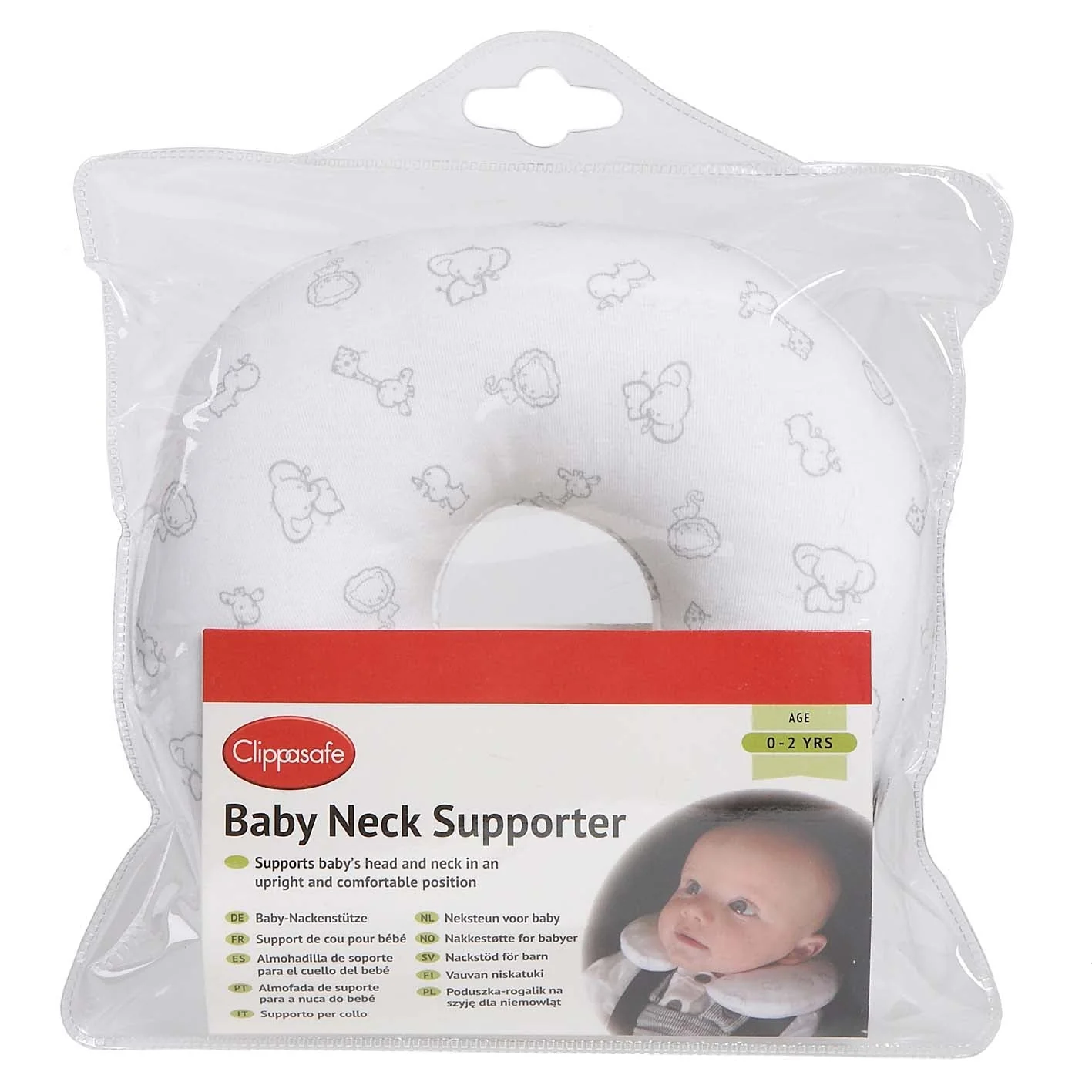 Clippasafe Baby Neck Supporter (0-2 years) - Safari Design