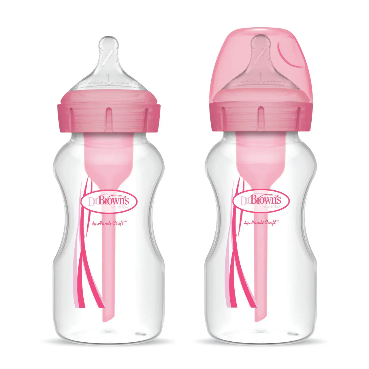 Dr Brown Options Plus Anti-Colic Bottles 270mls (Pink) - Pack of 2 - Image 2
