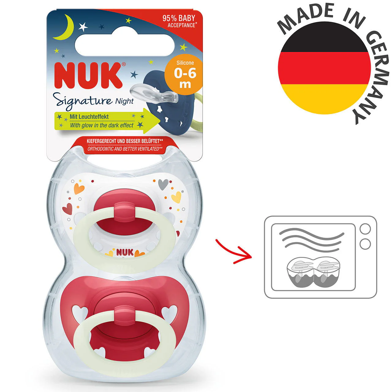 NUK Signature Night Soother Size 1 - Girl (Pack of 2) - Image 2