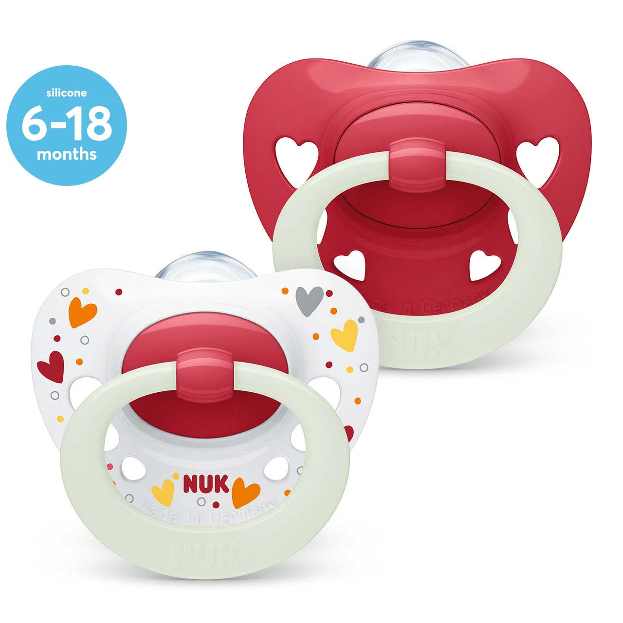 NUK Signature Night Soother Size 2 - Girl (Pack of 2)
