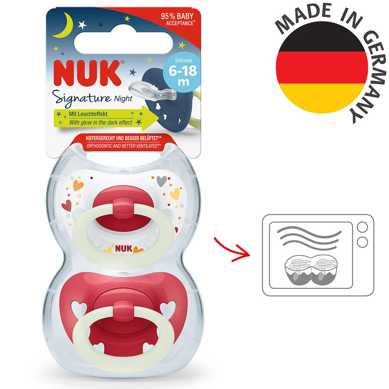 NUK Signature Night Soother Size 2 - Girl (Pack of 2) - Image 2