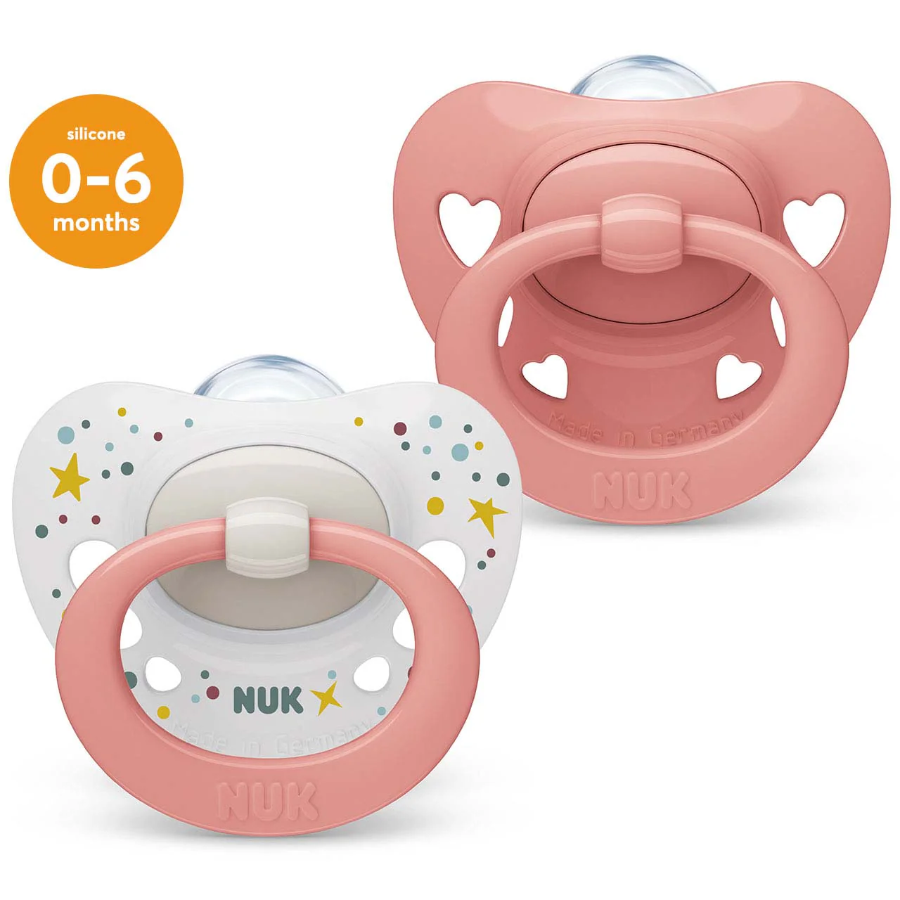 NUK Signature Silicone Soother Size 1 - Girl (Pack of 2)
