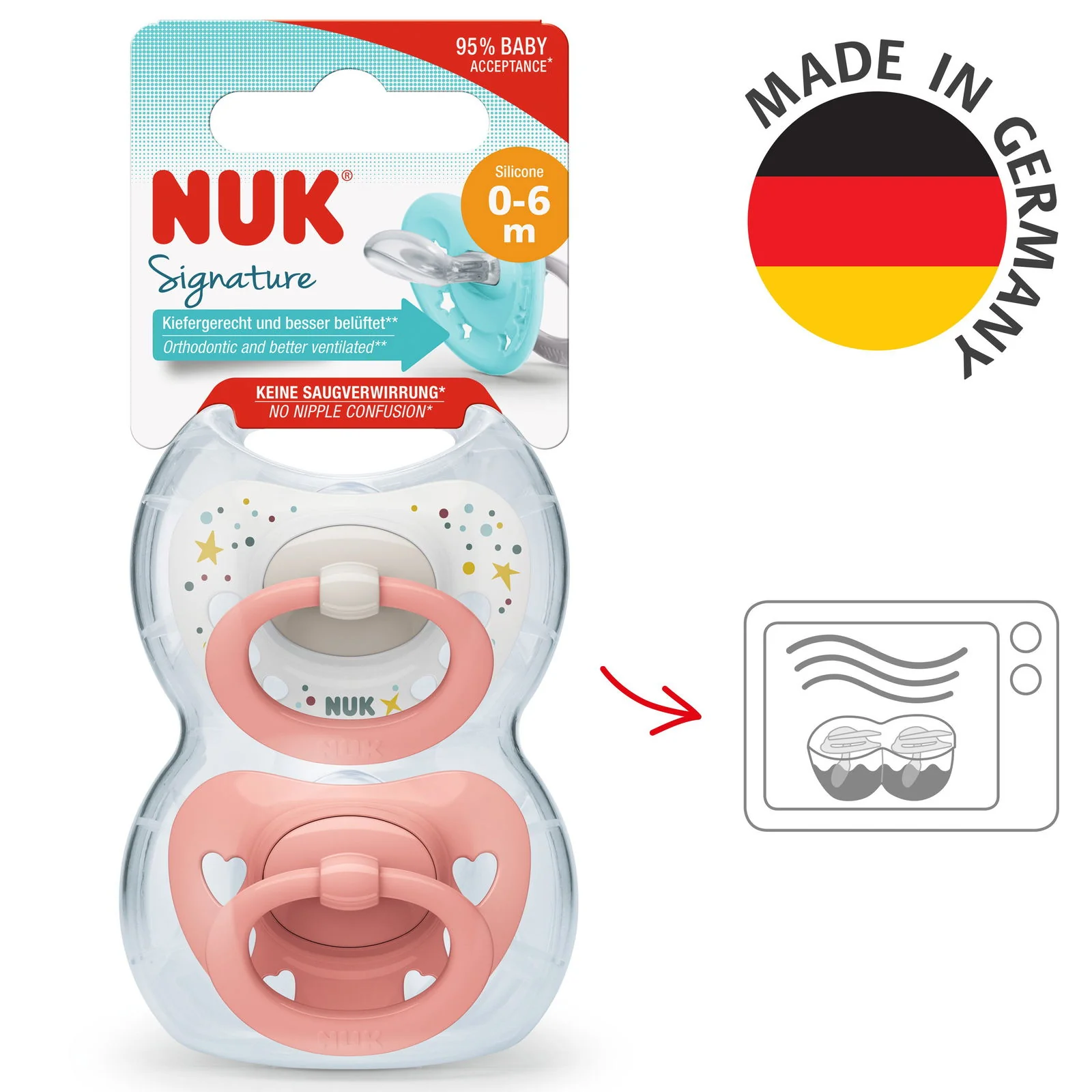 NUK Signature Silicone Soother Size 1 - Girl (Pack of 2) - Image 2