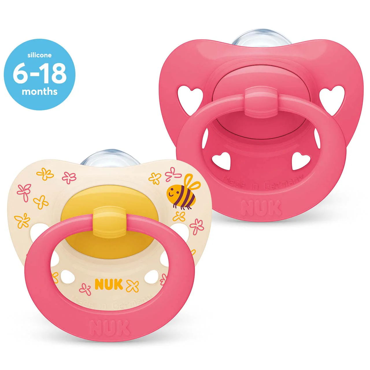 NUK Signature Silicone Soother Size 2 - Girl (Pack of 2)