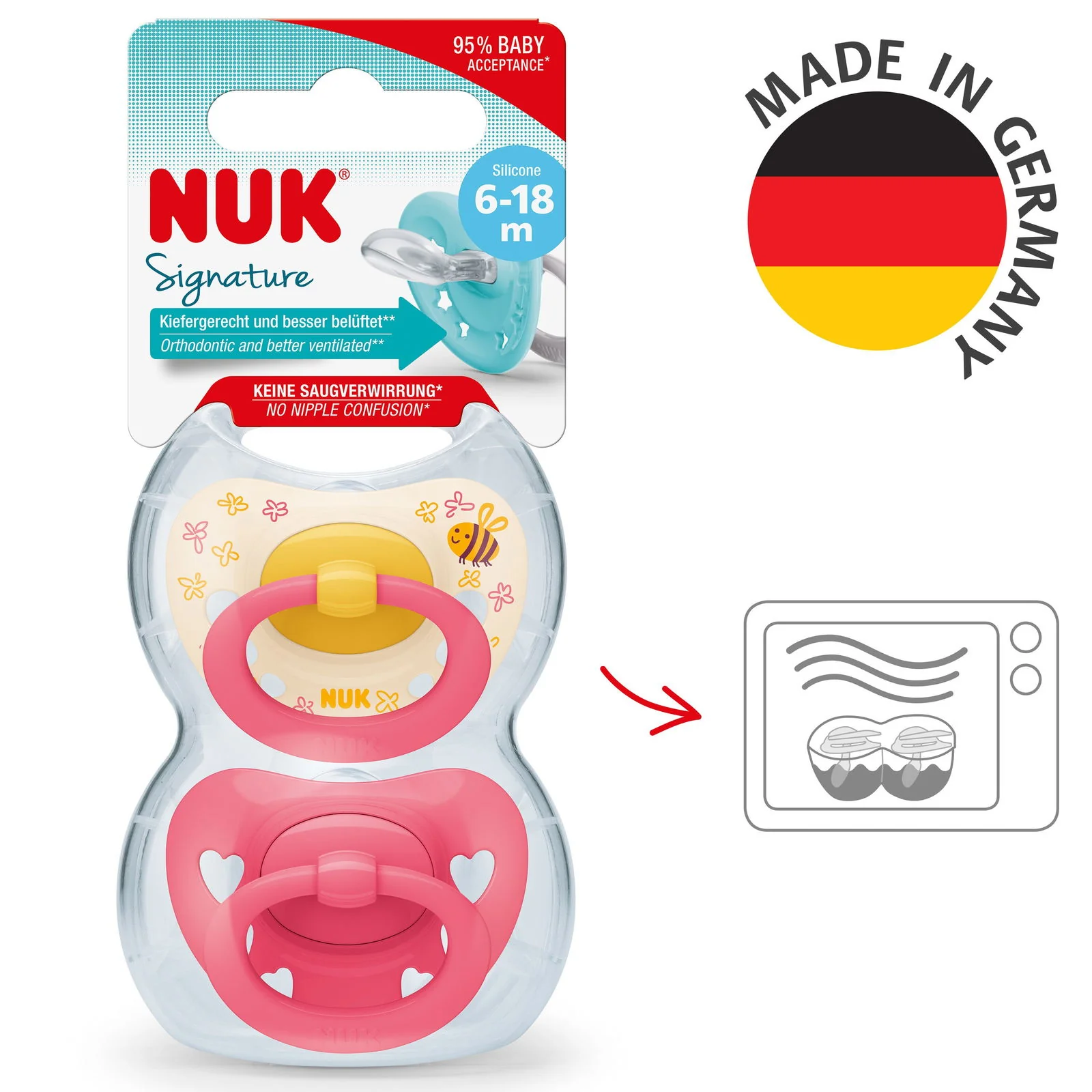 NUK Signature Silicone Soother Size 2 - Girl (Pack of 2) - Image 2