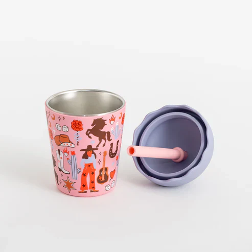 Cowgirl Toddler Smoothie Cup with Lid & Straw - Image 2