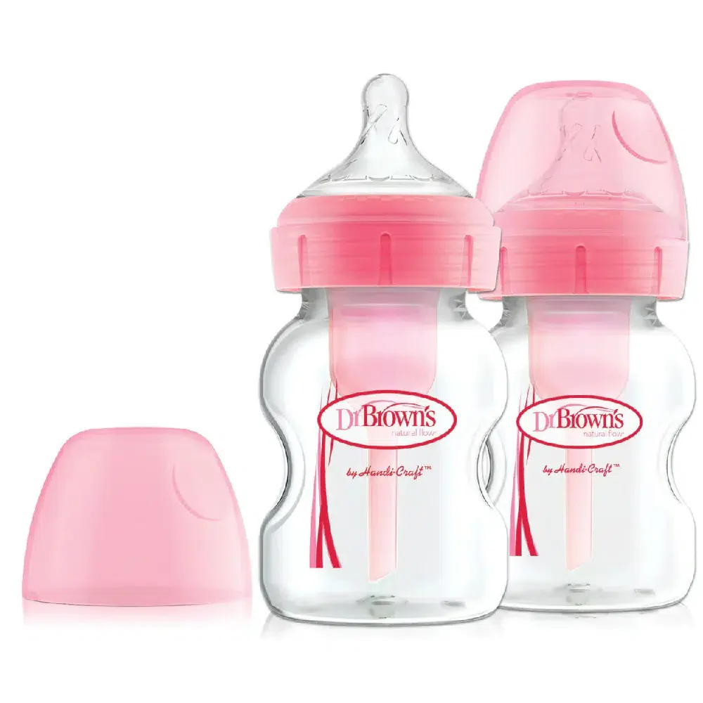 Dr Brown Options Plus Anti-Colic Bottles 150mls (Pink) - Pack of 2 - Image 2