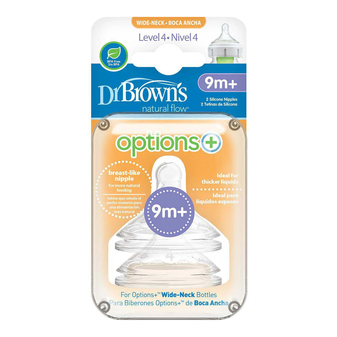 Dr Brown Options Plus Bottle Teats - Level 4 (Pack of 2)