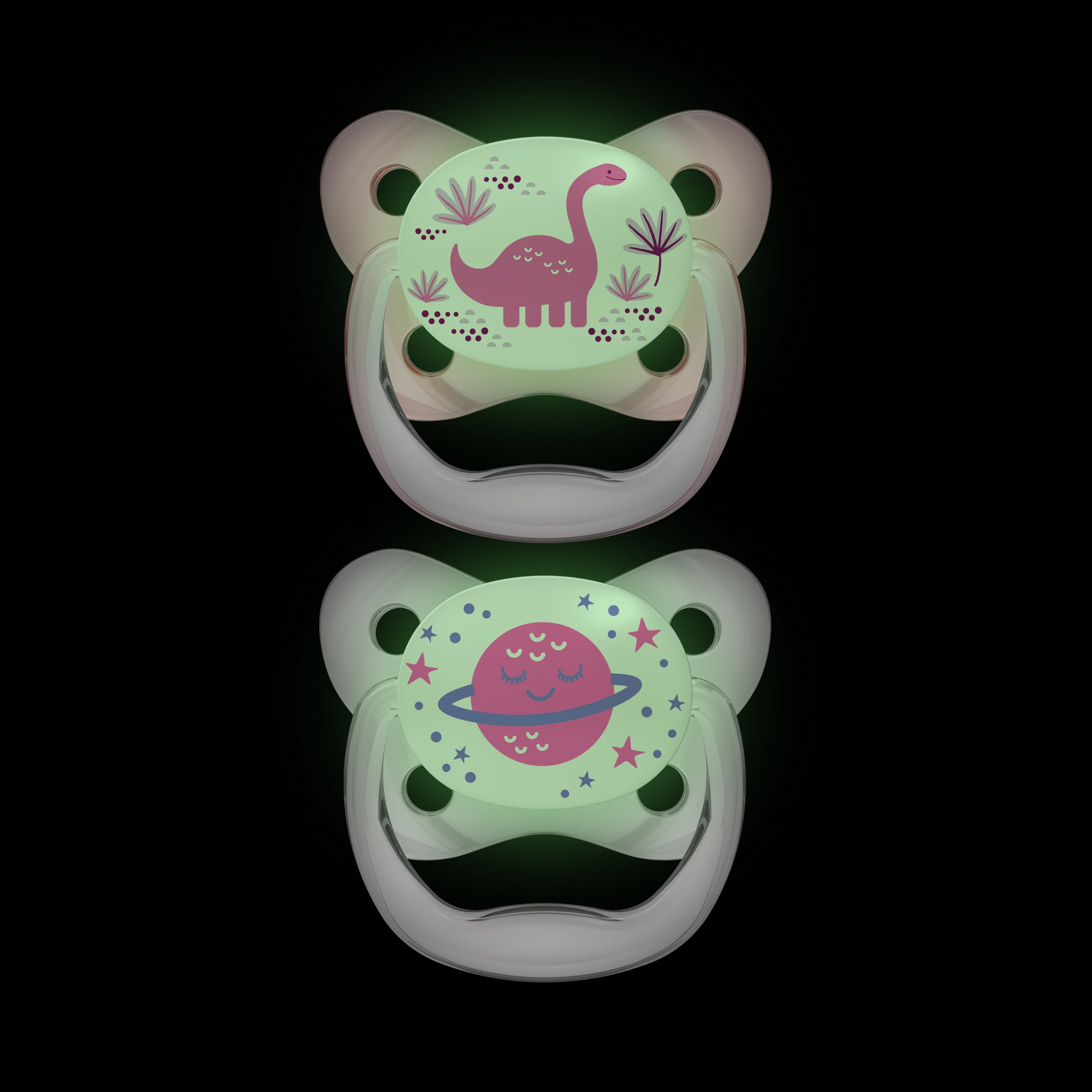 Dr Brown PreVent Butterfly Stage 2 Glow In Dark Soother (Girl) - Pack of 2 - Image 2