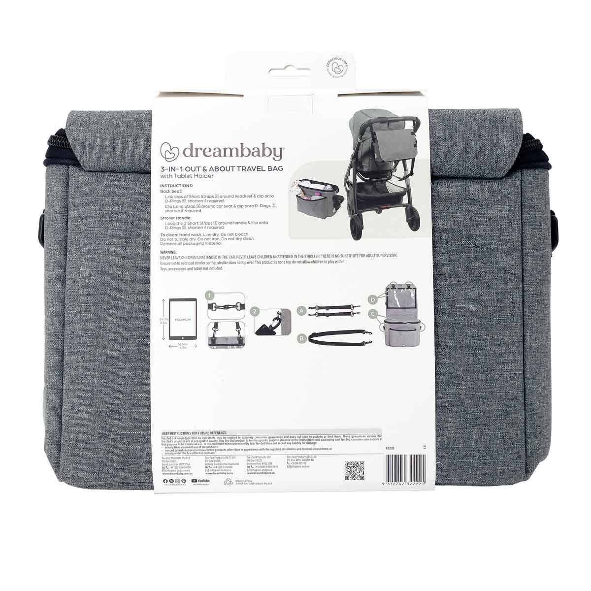 Dreambaby 3-in-1 Grey Stroller Bag/Change Bag/Car Organiser - Image 10