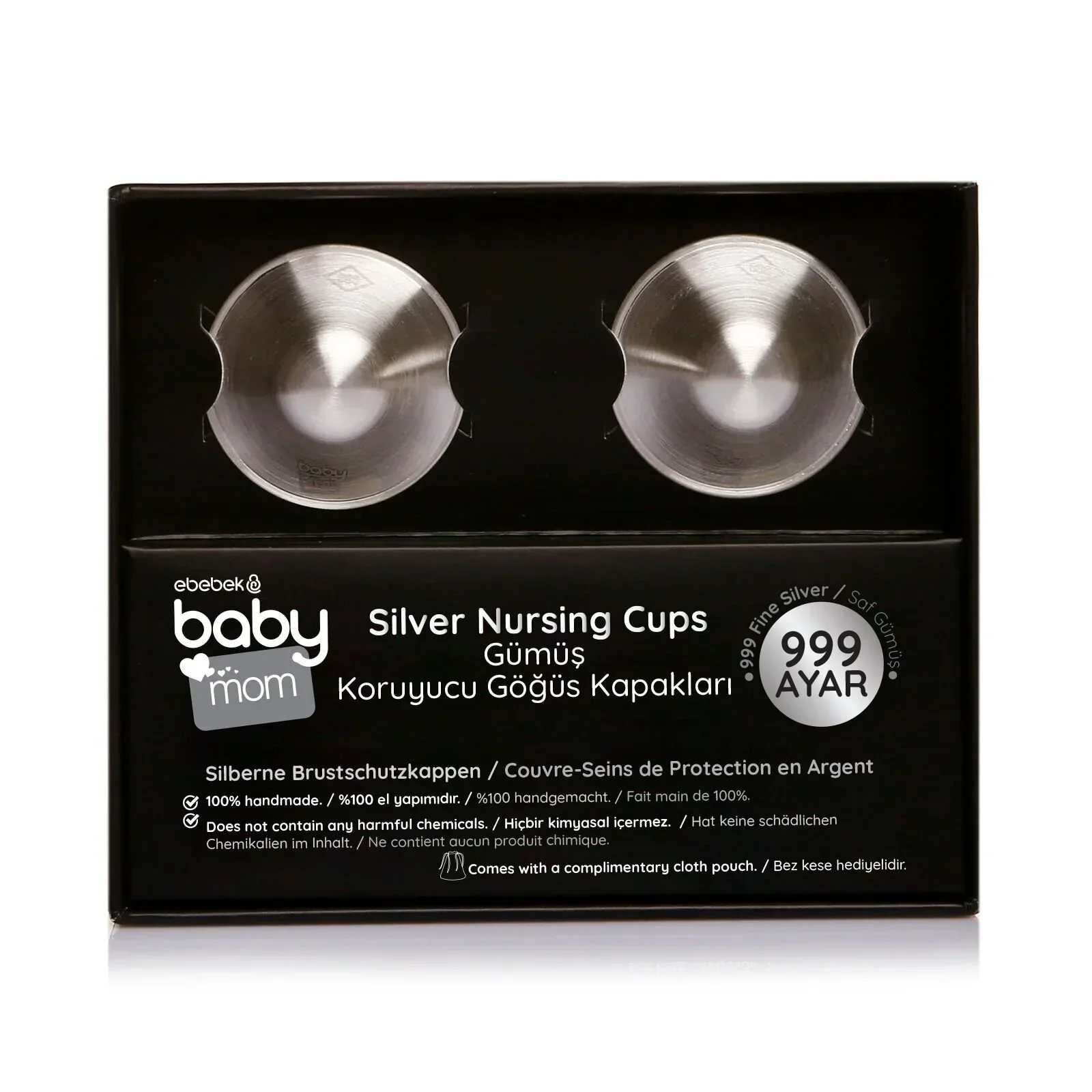 ebebek baby mom 2-Pack 999 Sterling Silver Nipple Shield Cover/Nipple Cups - Image 3