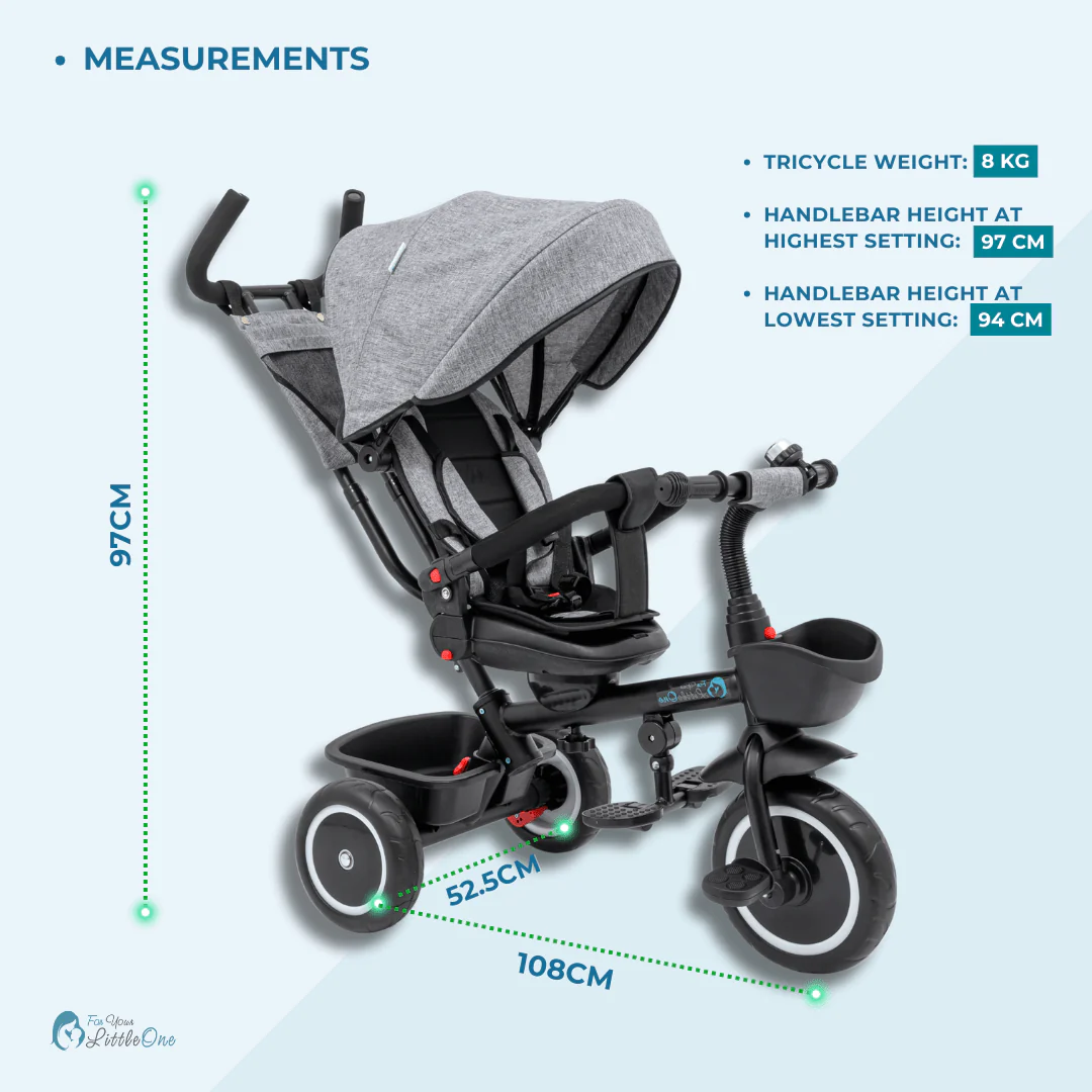 Foryourlittleone 6 in 1 Trike V3 - Grey (9 months - 5 years) - Image 4