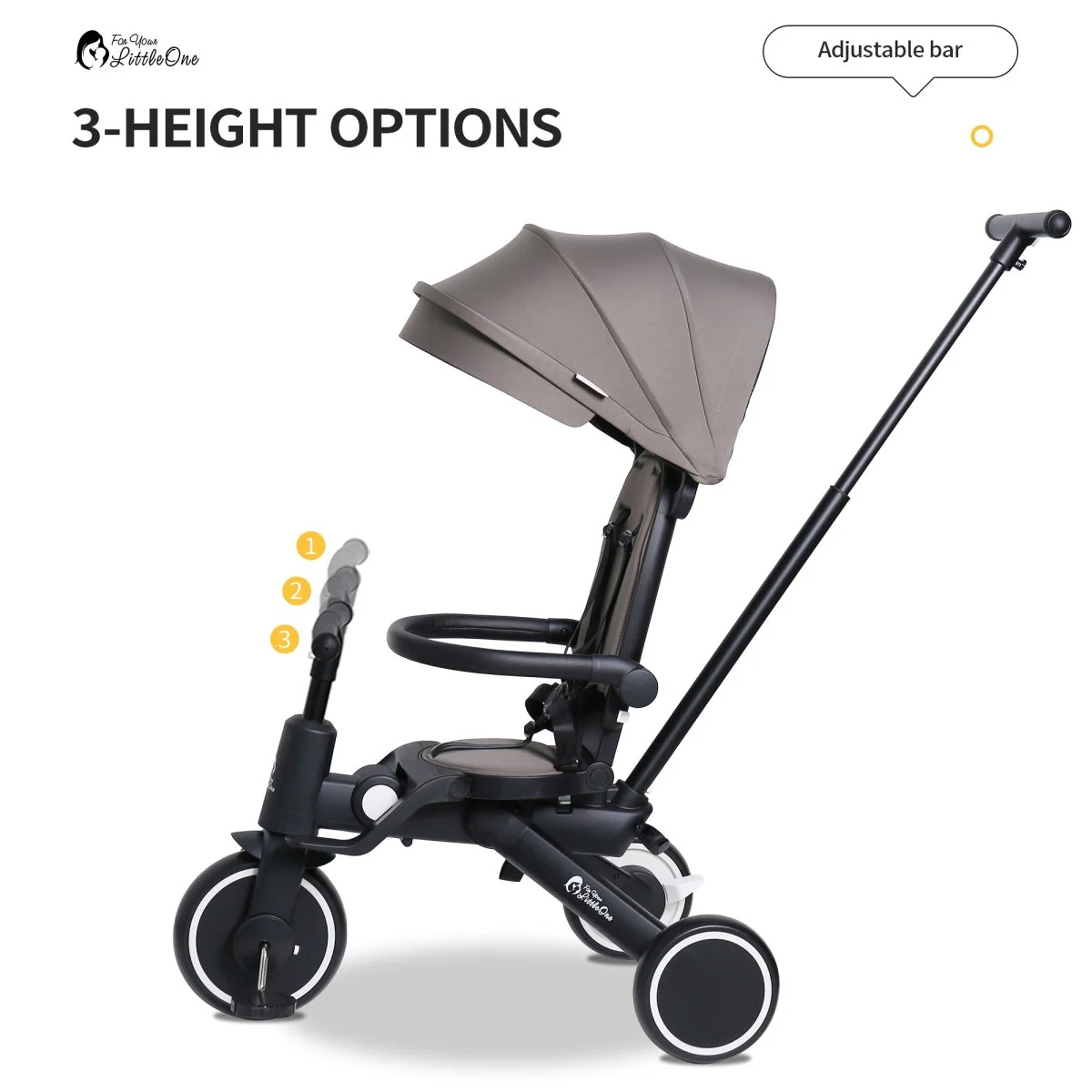 Foryourlittleone Xplor Plus 6 in 1 Foldable Trike - Jet Black (10m-4y) - Image 10