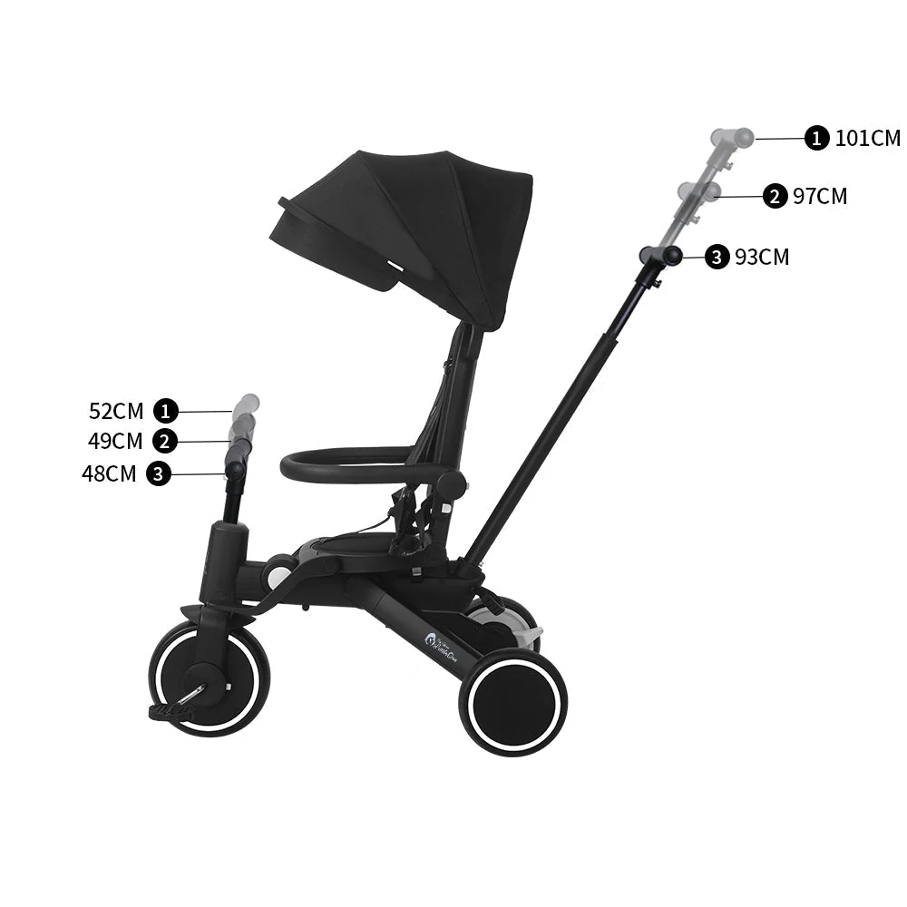 Foryourlittleone Xplor Plus 6 in 1 Foldable Trike - Jet Black (10m-4y) - Image 15