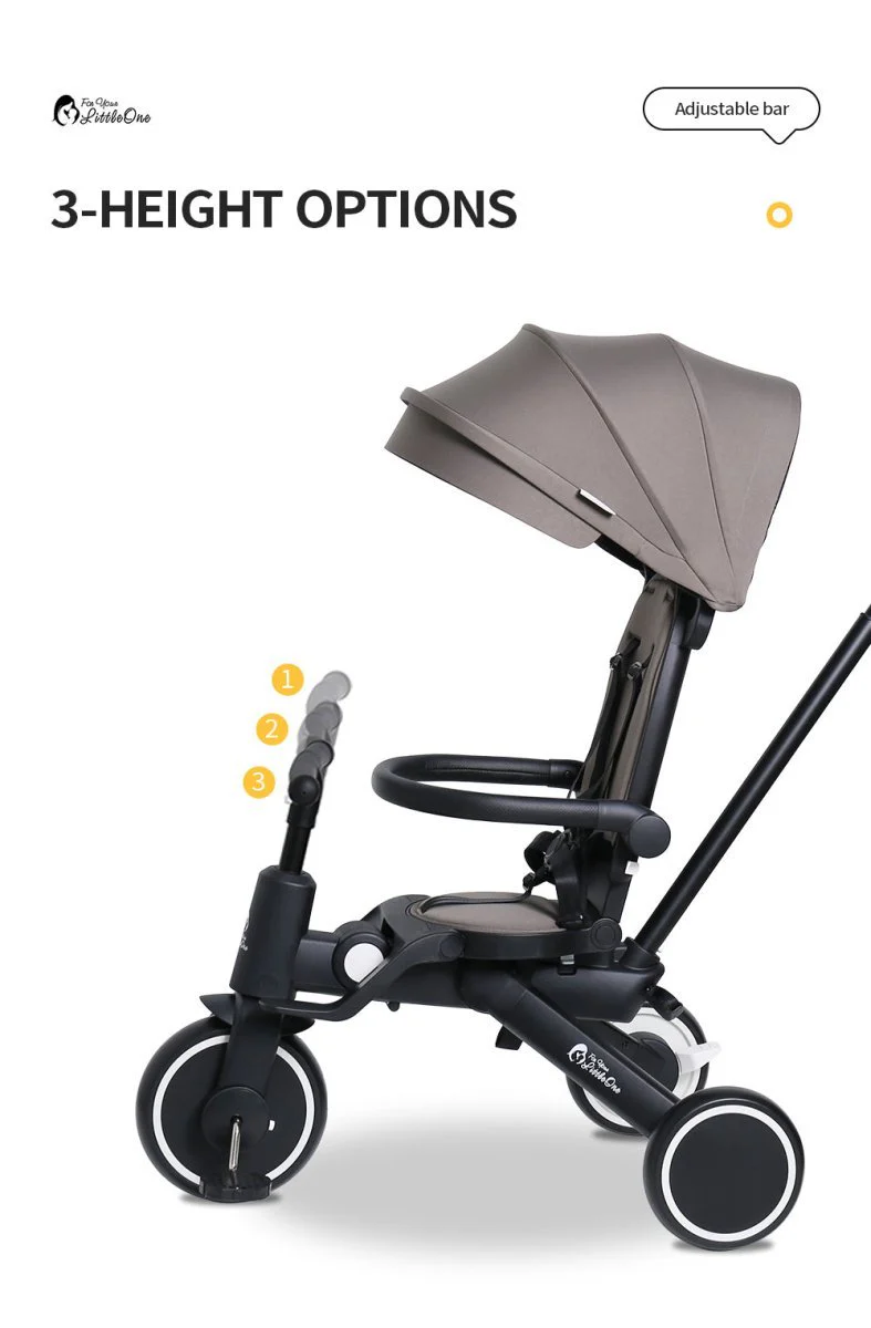 Foryourlittleone Xplor Ultimate 6 in 1 Foldable Trike - Grey Olive (10m-4y) - Image 13