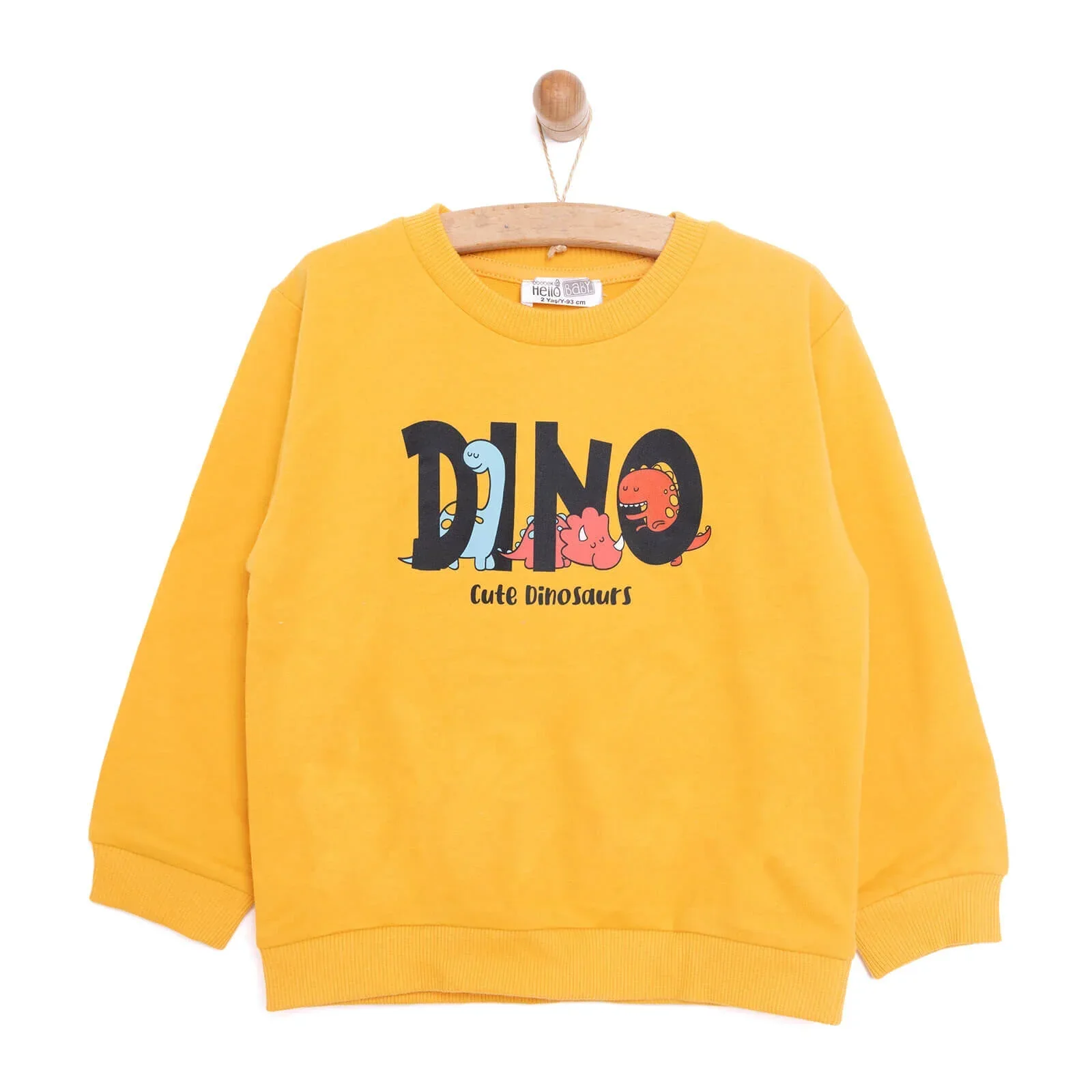 HelloBaby Baby Boy Dino Patterned Sweatshirt - Mustard - Image 3