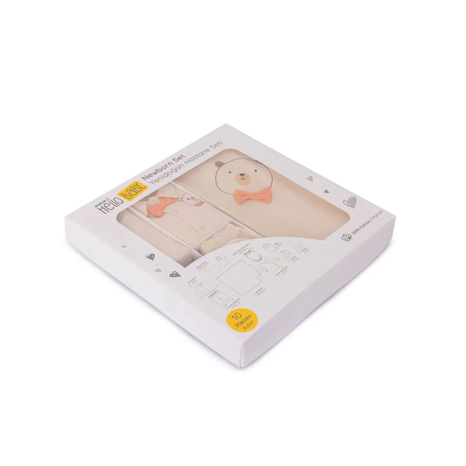 HelloBaby Boy Newborn Set 10 pcs - Ecru - Image 10