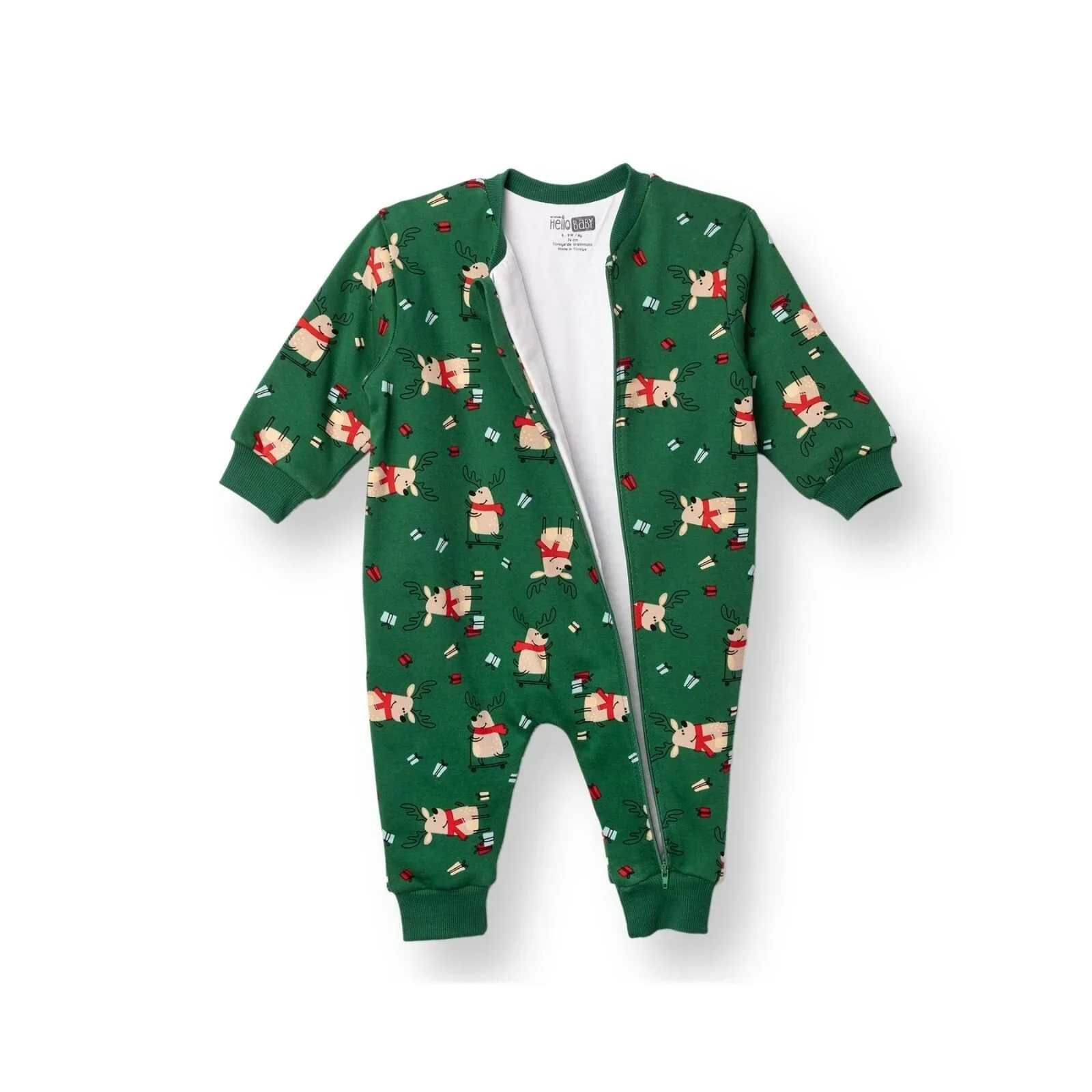 HelloBaby Christmas Baby Boy Sleepsuit - Dark Green - Image 3