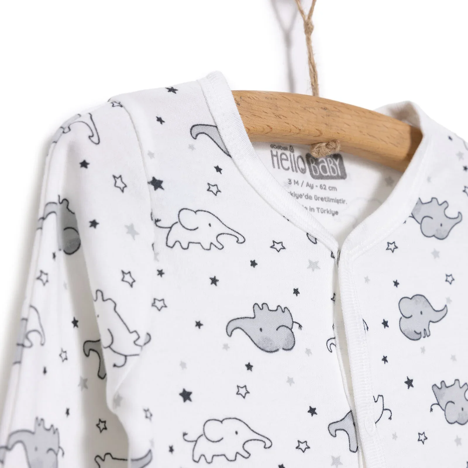 HelloBaby Newborn Baby Cute Elephant Jumpsuit - Ecru - Image 7