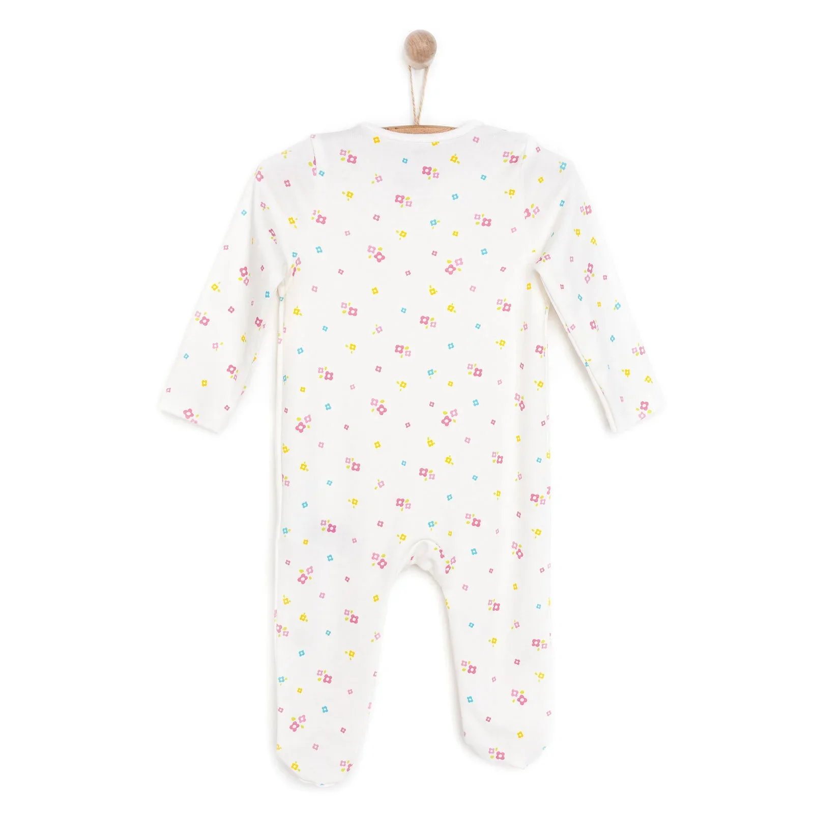 HelloBaby Newborn Girl Footed Jumpsuit - Ecru - Image 2