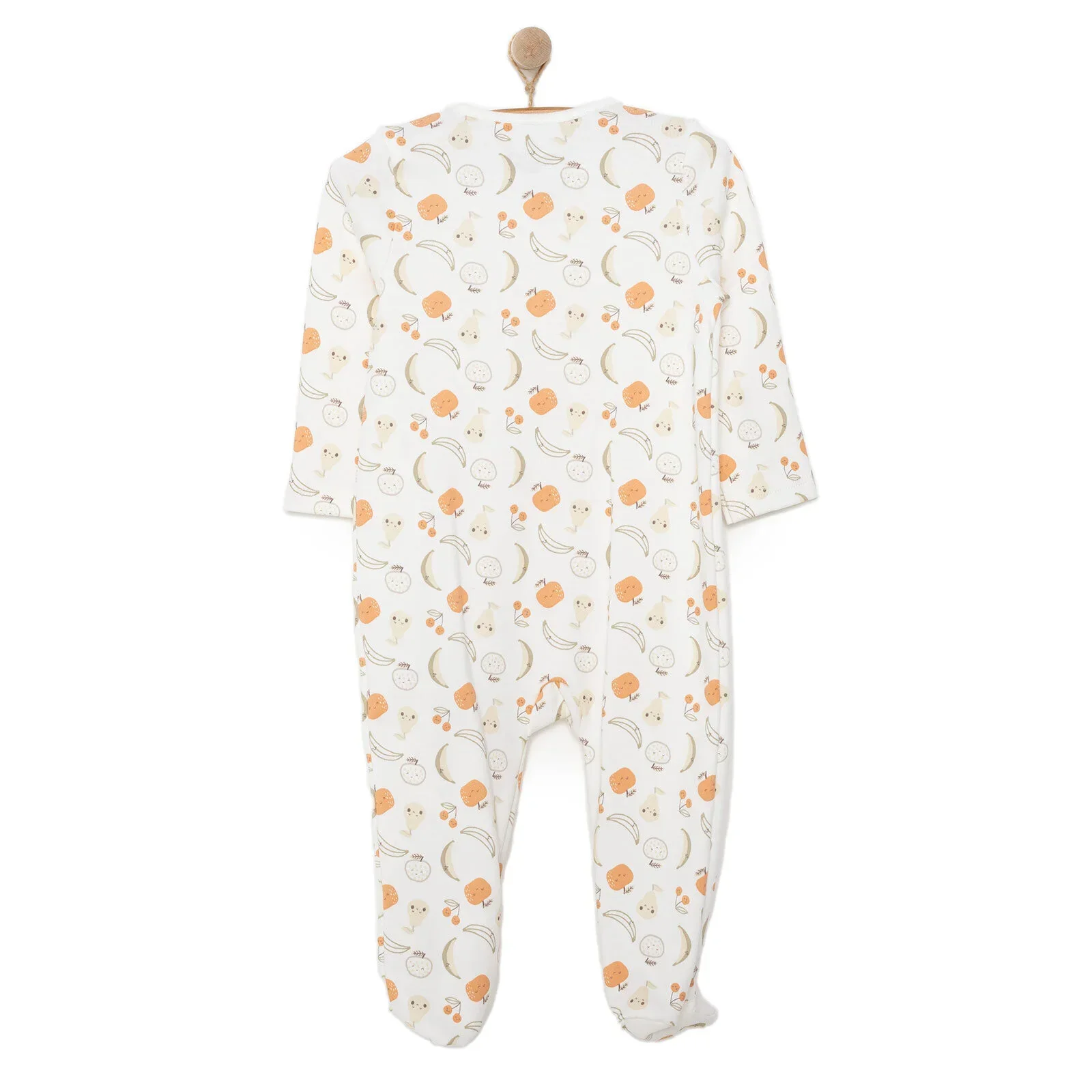 HelloBaby Newborn Girl Organic Footed Jumpsuit - Ecru - Image 2