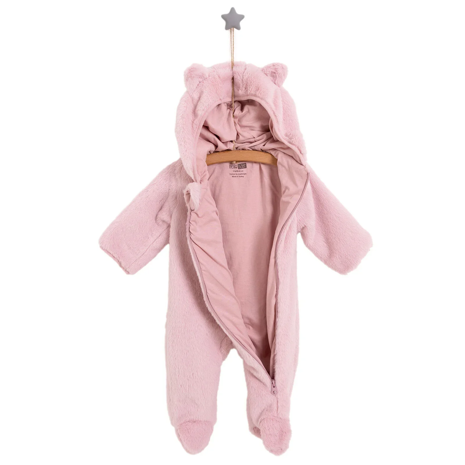 HelloBaby Newborn Girl Plush Footed Jumpsuit - Pink - Image 3