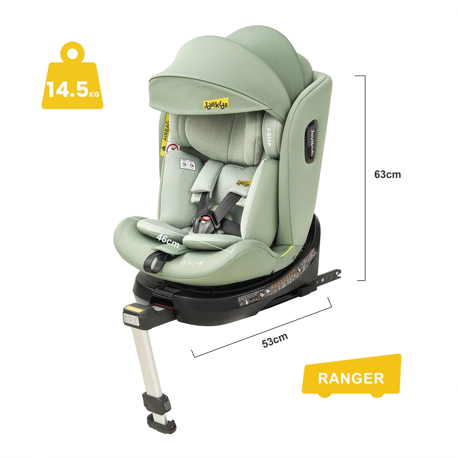 Jovikids Ranger Rotating Car Seat - Green - Image 13