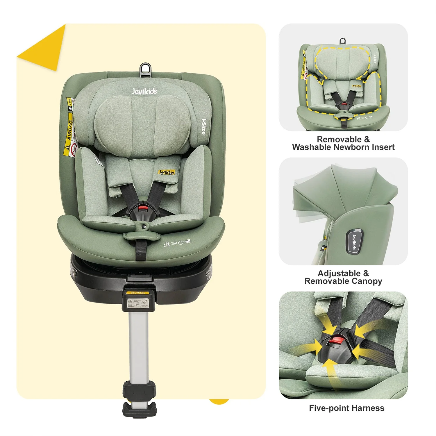 Jovikids Ranger Rotating Car Seat - Green - Image 6