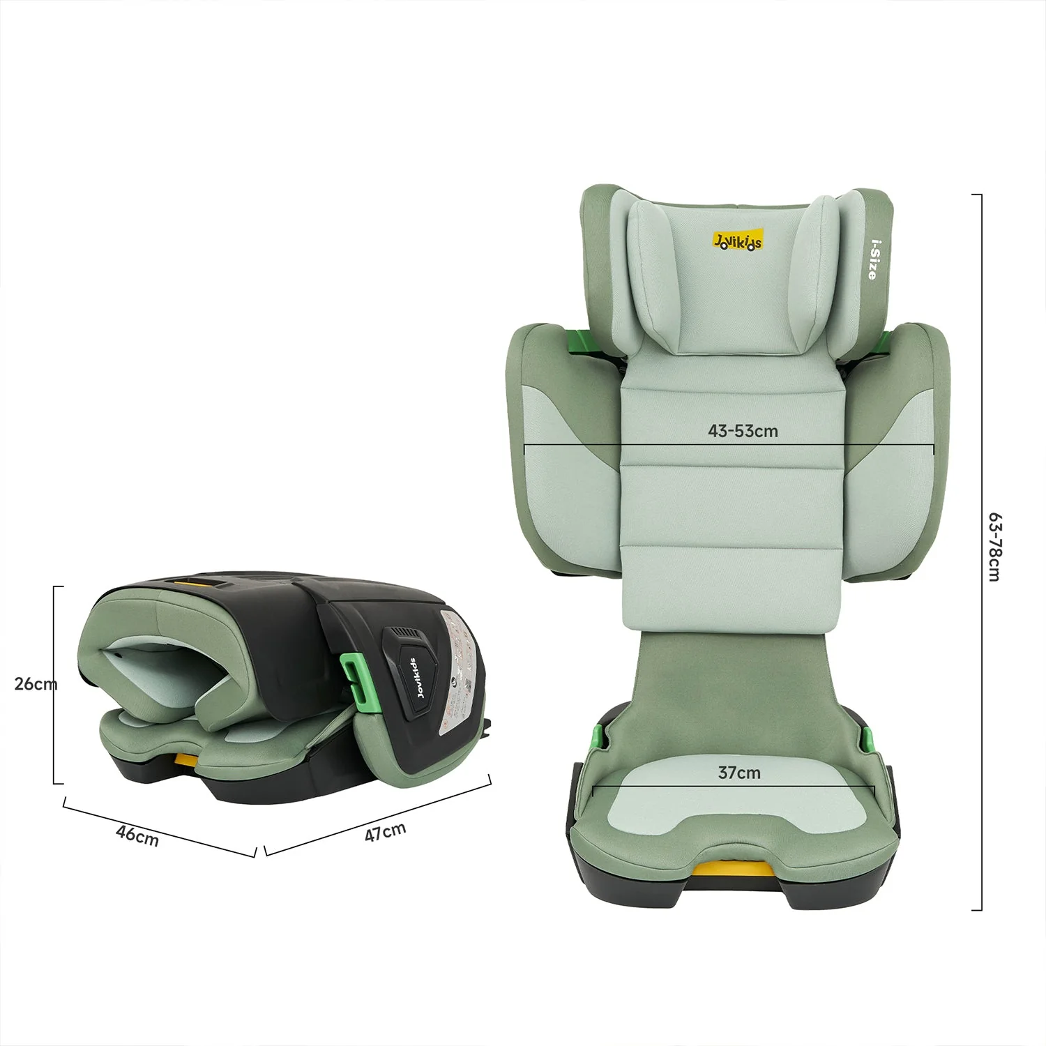 Jovikids Rober Foldable High Back Booster - Green - Image 15