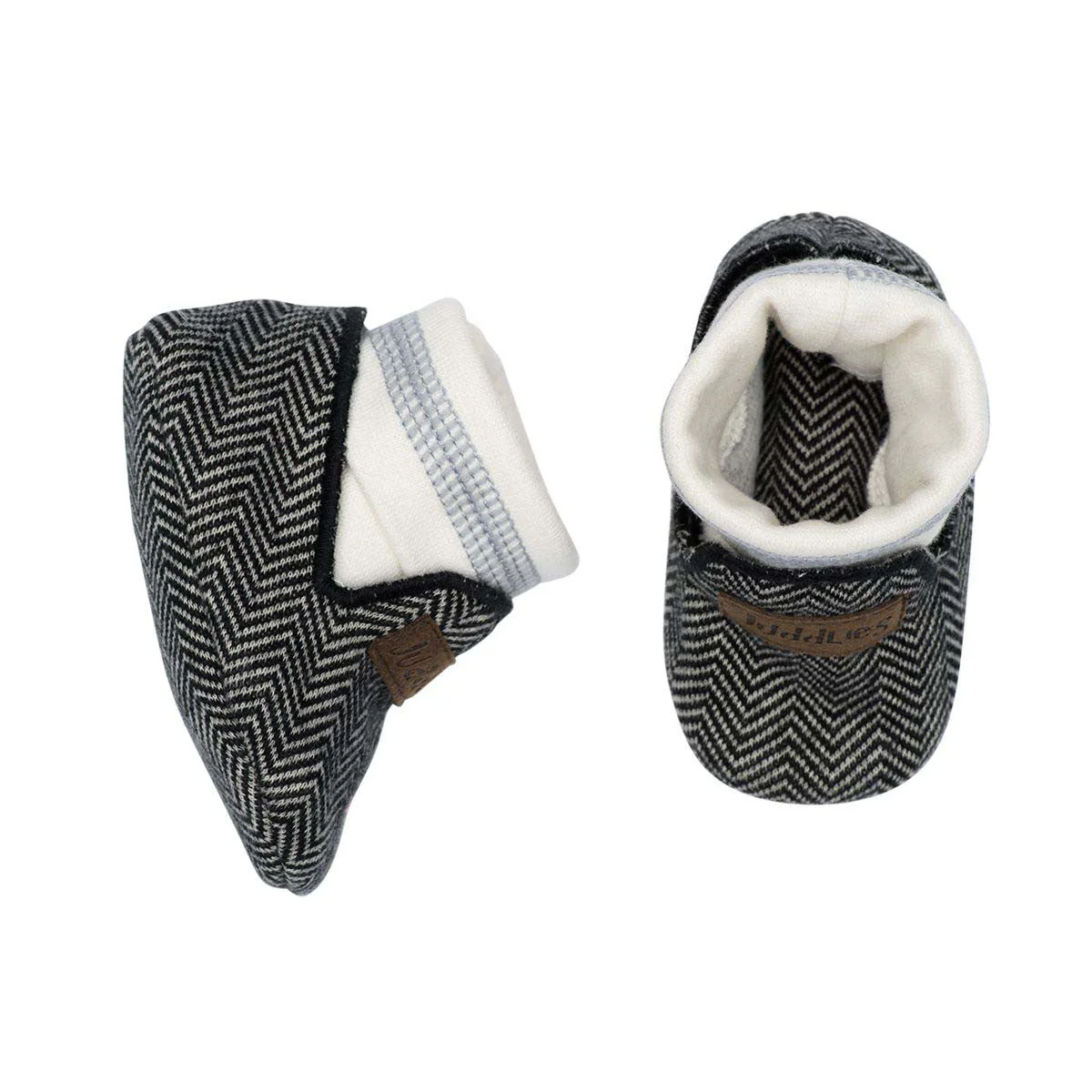 Juddlies Organic Cottage Slippers (0-4M) - Available in Bear Black/Driftwood Grey/Lake Blue/Sunset Pink