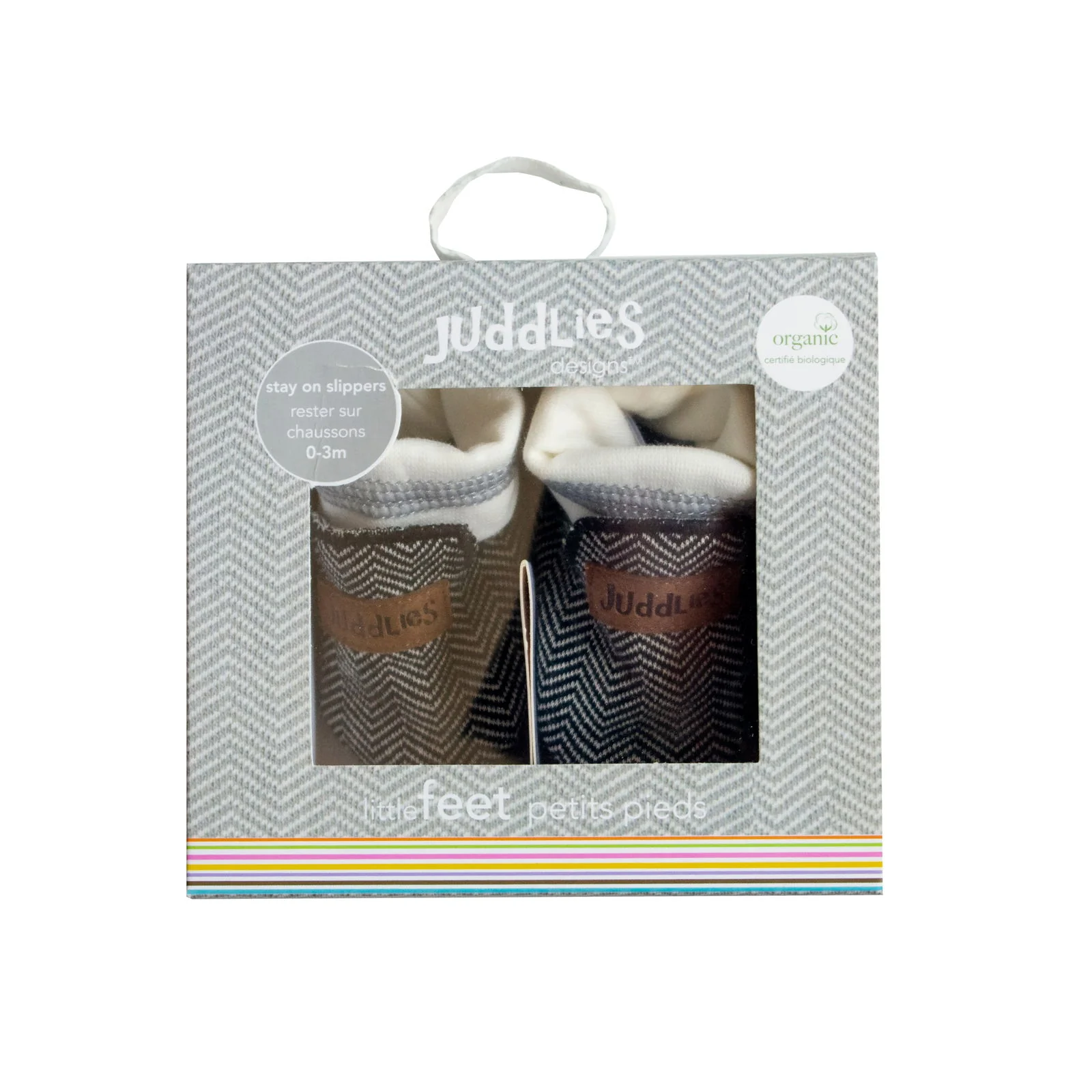 Juddlies Organic Cottage Slippers (0-4M) - Available in Bear Black/Driftwood Grey/Lake Blue/Sunset Pink - Image 2