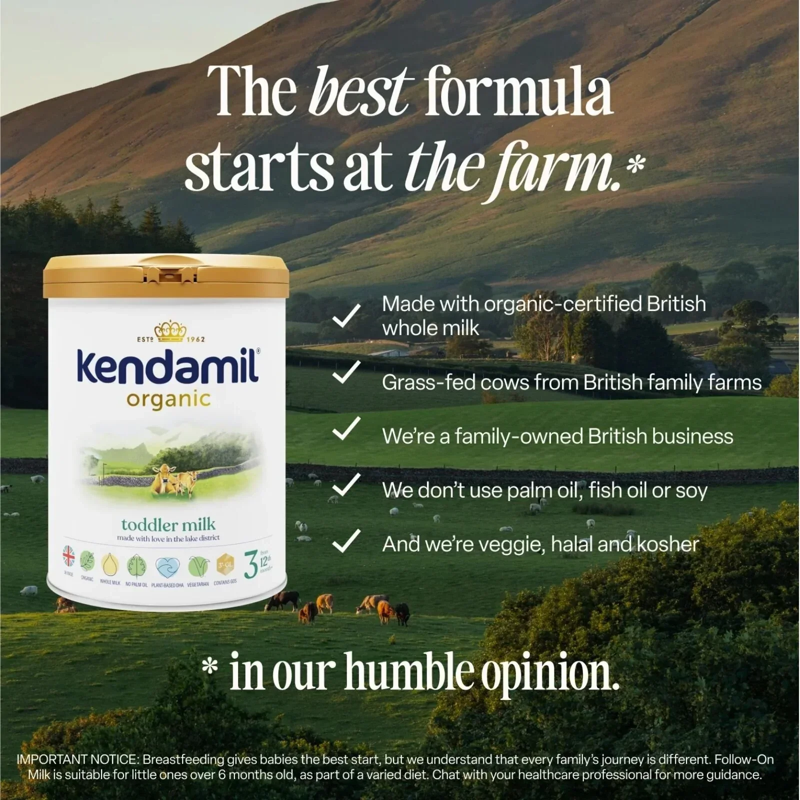 Kendamil Stage 3 Organic Infant Milk Formula 12-36 months 800g - Image 2